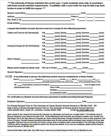 official receipt request form