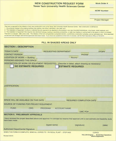 construction work order request form
