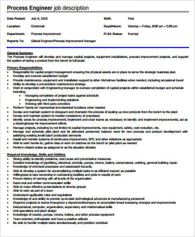 chemical process engineer job description