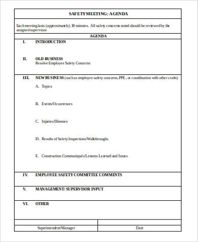 Free 9 Meeting Agenda Samples In Ms Word