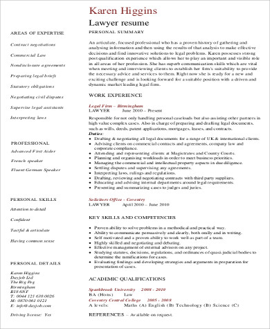 experienced lawyer resume
