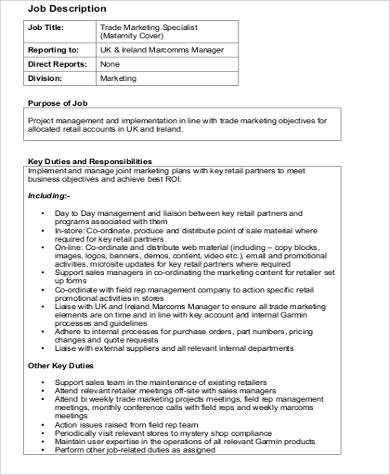 Market development specialist job description