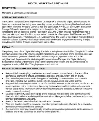 Electronic marketing specialist job description