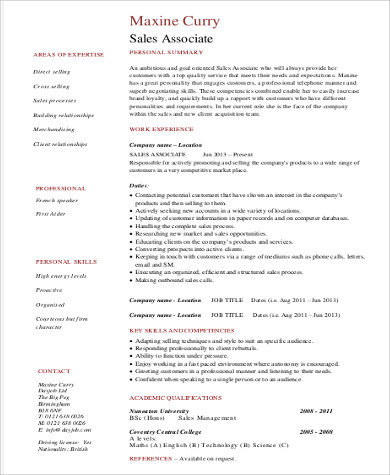 how to write sales experience in resume