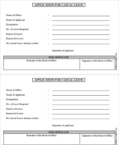 sample casual leave application form