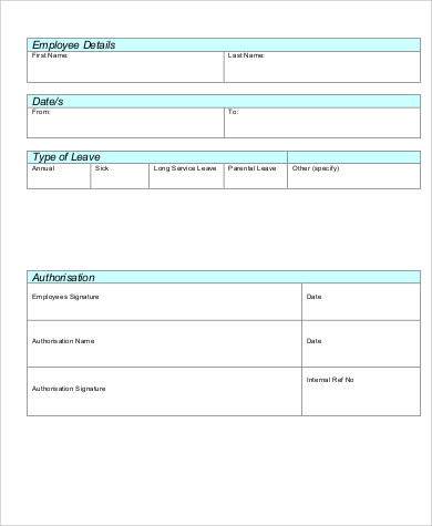 casual leave application form