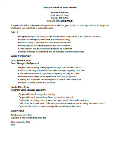 FREE 7+ Sample Sales Executive Resume Templates in MS Word ...