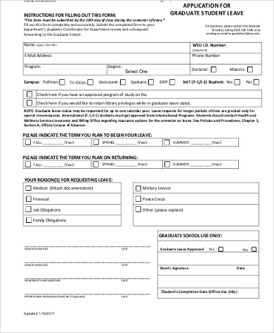 graduate school leave application