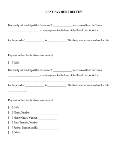 rent payment receipt format