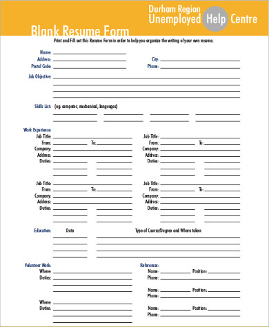 resume blank format pdf