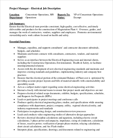 Free 9 Project Engineer Job Description Samples In Ms Word Pdf