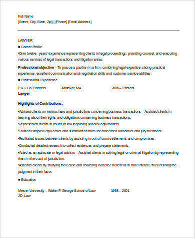 lawyer resume example1