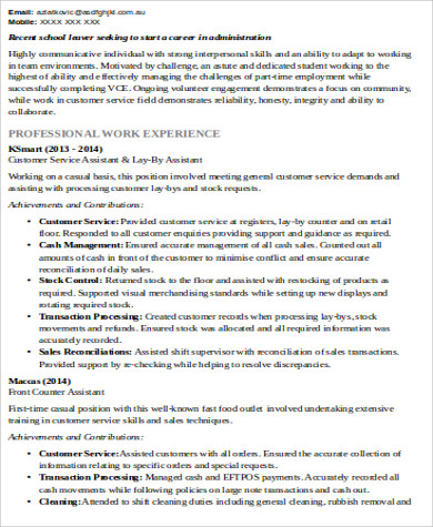 resume job experience format