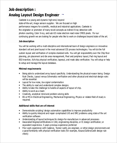 analog layout design engineer job description