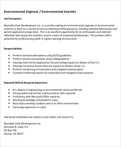 Environmental Engineering Job Description