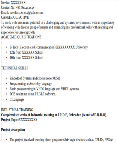 resume standard format22