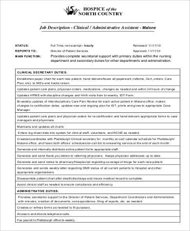 FREE 7+ Medical Administrative Assistant Job Description Samples in MS Word  | PDF