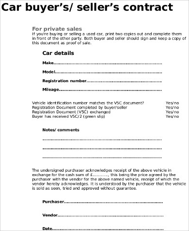 car sale agreement contract1
