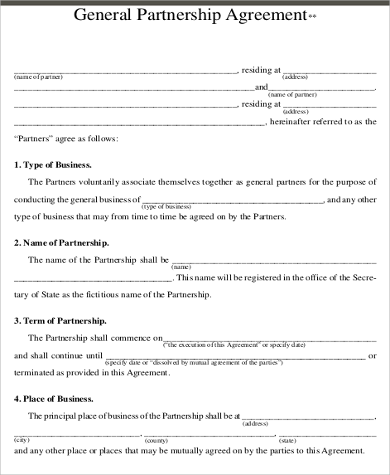 business partnership agreement example