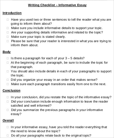 7+ Informative Essay Examples  Sample Templates