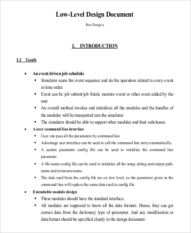 technical document sample specification for Design Document Sample  in Word, Examples  9 PDF