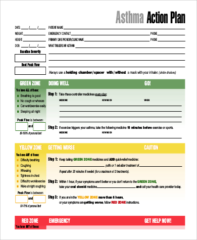 fillable asthma action plan