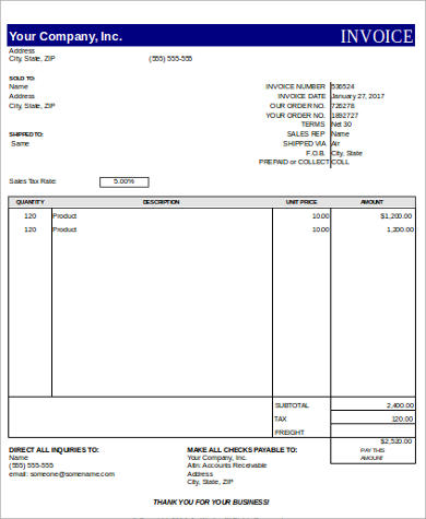 free printable invoice in excel