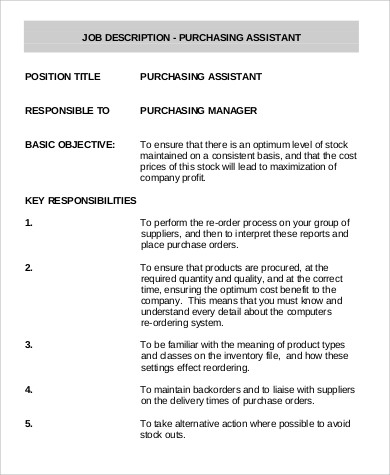 job assistant purchasing procurement pdf title