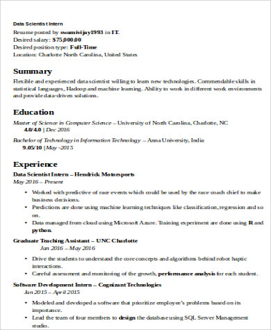 Cv Data Scientist