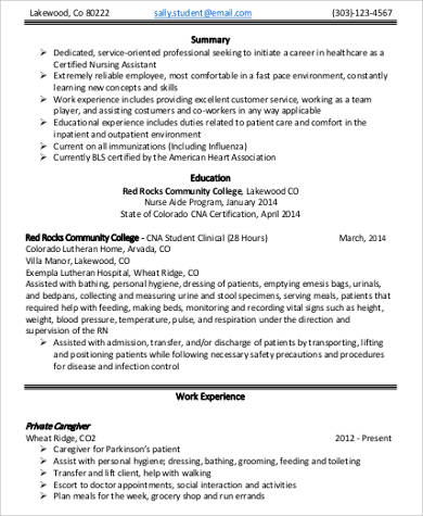 free certified nursing assistant resume template