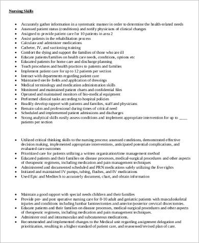 nursing assistant skills resume