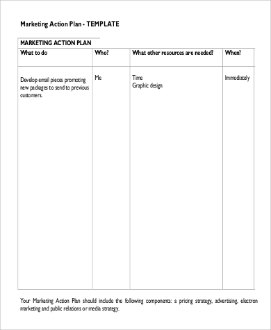 marketing action plan sample in pdf
