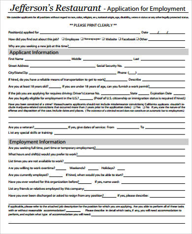 sample applications job free printable Word, Application Examples Job Printable  Sample in PDF 8