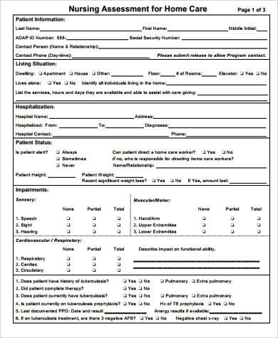 nursing physical assessment form