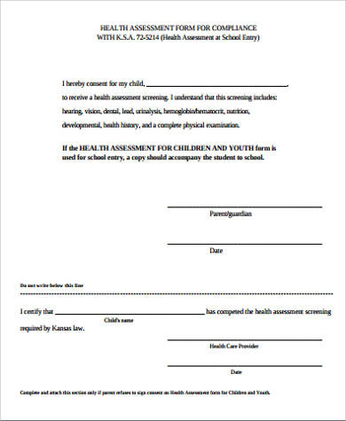 physical health assessment form