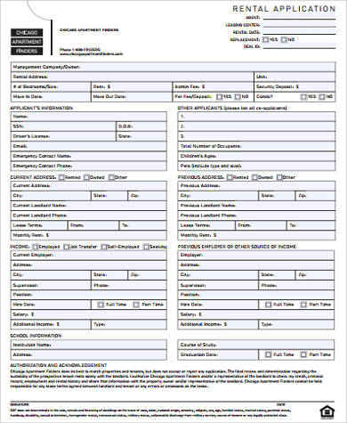 apartment rent application form