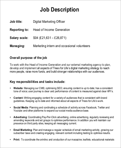 digital marketing officer job description