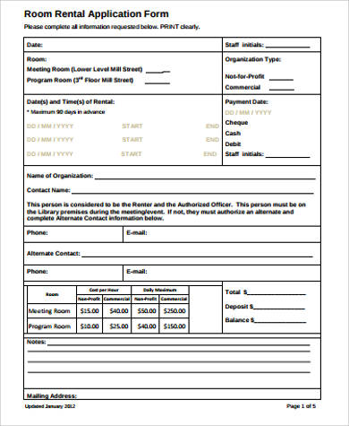 9+ Sample Rent Application Forms  Sample Templates