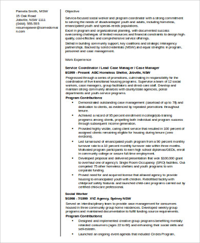 social worker skills resume format