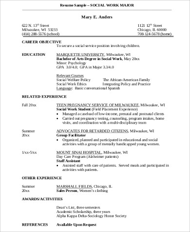 Free 10 Sample Social Worker Resume Templates In Ms Word Pdf