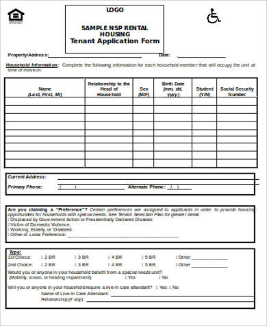 for house form application rental sample Sample Word  Form 8 Application in  in Word Examples Rental