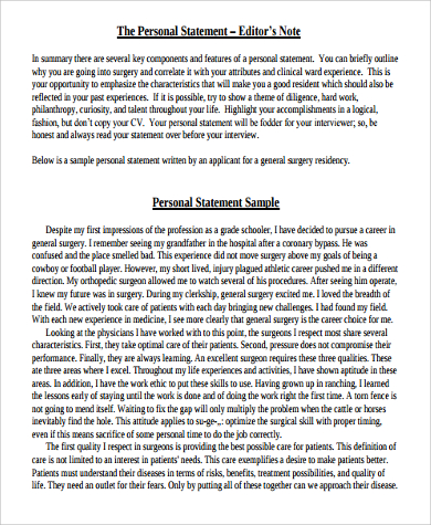 personal statement residency template