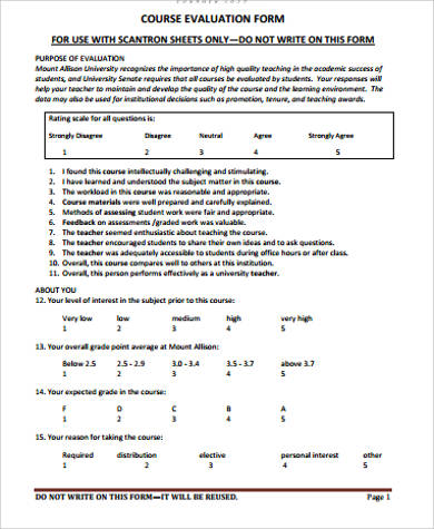basic course evaluation form