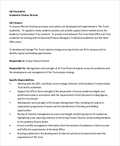 finance director academy job description