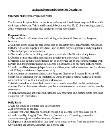 FREE 9+ Assistant Director Job Description Samples in MS ...