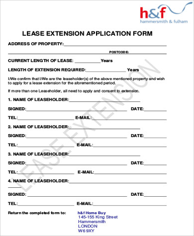 lease extension application form