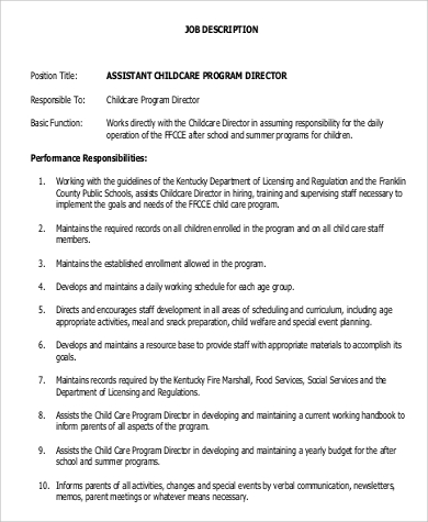 Free 9 Assistant Director Job Description Samples In Ms Word Pdf