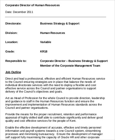 Job description for director of career services