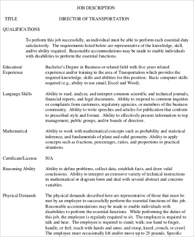 8+ Safety Director Job Description Samples  Sample Templates