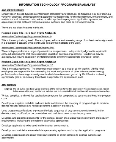 Free 11 Sample Computer Programmer Job Description Templates In Pdf Ms Word